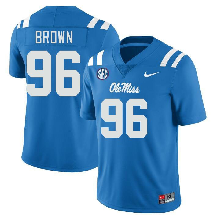 Men #96 Jamarious Brown Ole Miss Rebels College Football Jerseyes Stitched Sale-Powder Blue